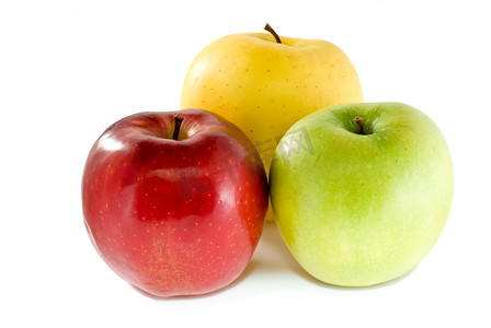 红色、黄色和绿色的苹果