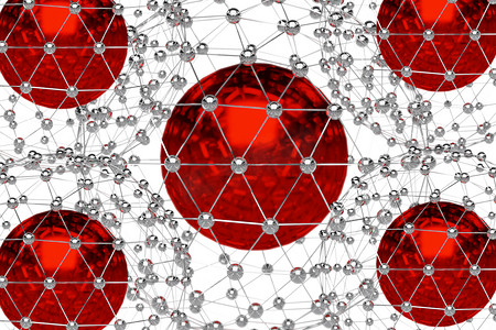 具有混沌结构的低聚金属球体的抽象 3d 渲染