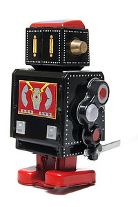 70年摄影照片_复古锡制机器人玩具