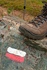 marker摄影照片_Trail Marker - Stick 和 Boot