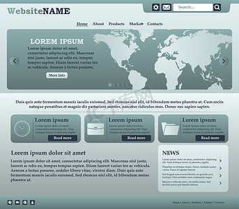 绿色和灰色色调的网页设计元素。