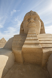 熊猫人沙雕素材摄影照片_埃及狮身人面像沙雕