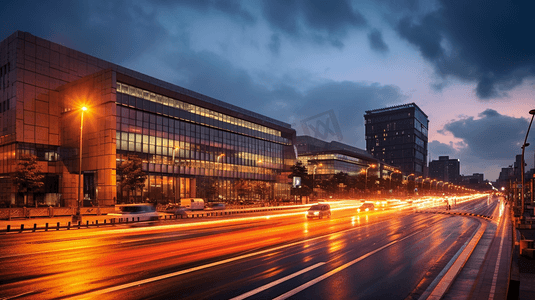 城市霓虹摄影照片_光伏现代城市夜景