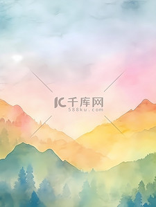 纹山背景图片_渐变色山纹简约水彩背景纹理