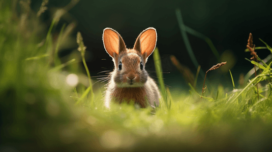 嫦娥的兔子摄影照片_草丛中的兔子