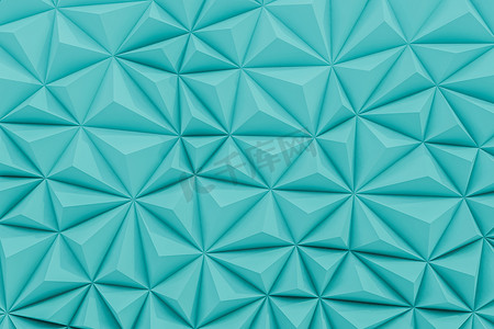 具有复制空间 3d 渲染的抽象蓝绿色低聚背景