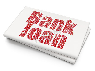 银行业务概念： 空白报纸背景上的银行贷款
