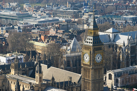 英国大本钟摄影照片_大本钟和威斯敏斯特教堂，伦敦，英国