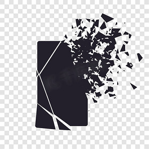 破裂的手机屏幕碎成碎片。