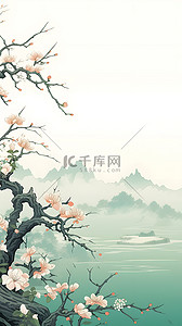 中国水墨花朵背景图片_国画花朵背景