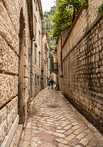 黑山科托尔老城的狭窄街道