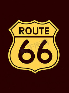 京东大促标签摄影照片_66 号公路标签的美国旅行标志。
