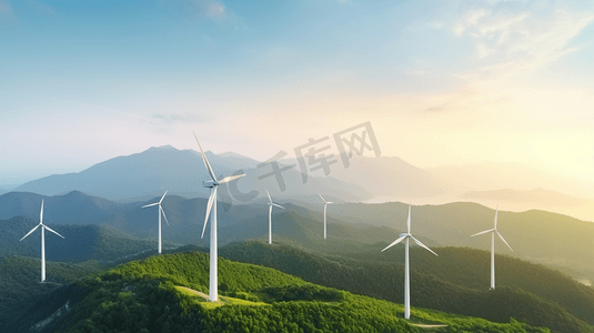 电力发电车摄影照片_风力发电绿色能源