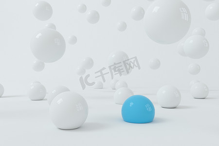 弹跳软球与白色背景，3d 渲染。