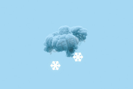 乌云和雪，天气预报，3d 渲染。