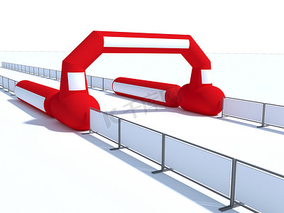 充气起点和终点线拱门插图-适用于户外运动赛事的充气拱门 3d 渲染
