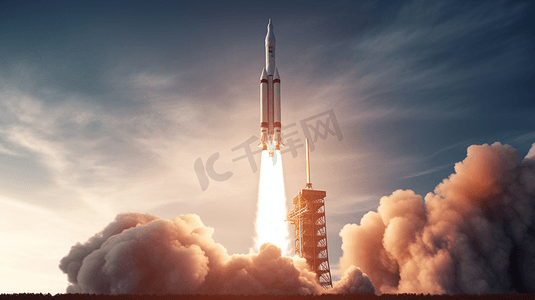 太空火箭火箭飞船摄影照片_航天飞机火箭发射升空