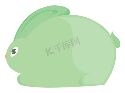 绿色野兔，插图，白色背景上的矢量