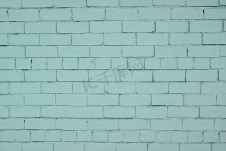 蓝色蓝绿色彩绘砖墙背景