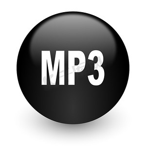 mp3 黑色光泽互联网图标