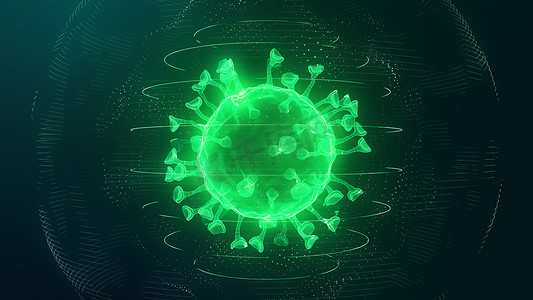 绿色数字网格中的现实新型冠状病毒 2019-nCov。