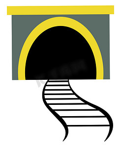 拱形隧道摄影照片_火车隧道，插图，白色背景上的矢量