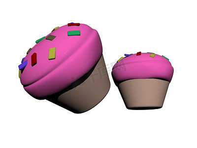 紫色纸杯蛋糕 - 3d 渲染