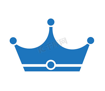 蓝色皇冠图标，白色背景上的皇冠图标。