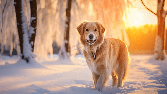 雪地里的紫貂摄影照片_雪地里的狗