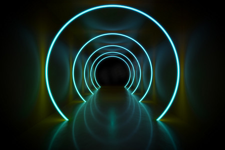 霓虹灯圈隧道背景