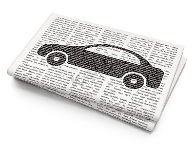 新闻报纸摄影照片_旅游理念： 报纸背景上的汽车
