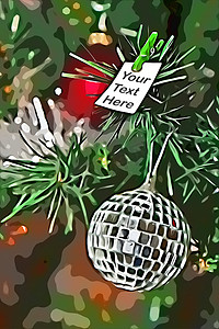 挂在圣诞树上的消息框在镜子花环球上方
