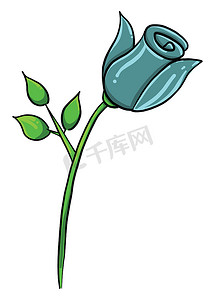 蓝玫瑰，插图，白色背景上的矢量