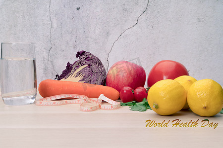 新鲜蔬菜、水果、纯净水、健康食品、饮食、营养