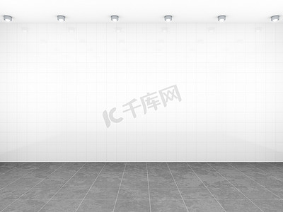 白色地板背景摄影照片_有白色瓷砖背景的房间