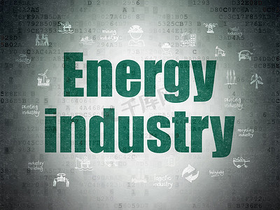 制造概念： 数字数据论文背景上的能源行业