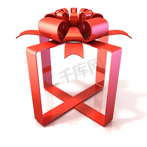 节日礼物丝带和弓，盒形，3D