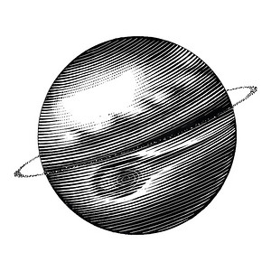 木星手绘复古风格黑白剪贴画 isola