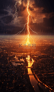 gif雷电背景图片_自然灾害城市上空暴雨雷电背景