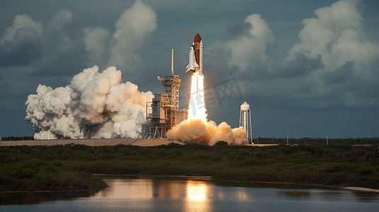 太空科技宇宙摄影照片_飞船火箭发射升空