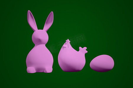兔子鸡和鸡蛋复活节装饰