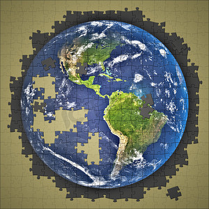 美国nasa摄影照片_使用 NASA 纹理完成的行星地球拼图游戏