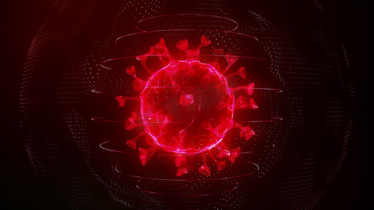 红色数字网格中的现实新型冠状病毒 2019-nCov。
