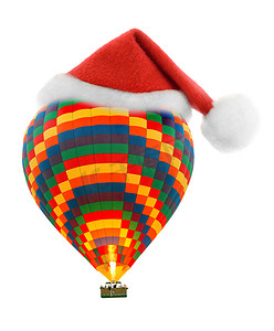 热空气圣诞彩色气球上的圣诞老人帽子