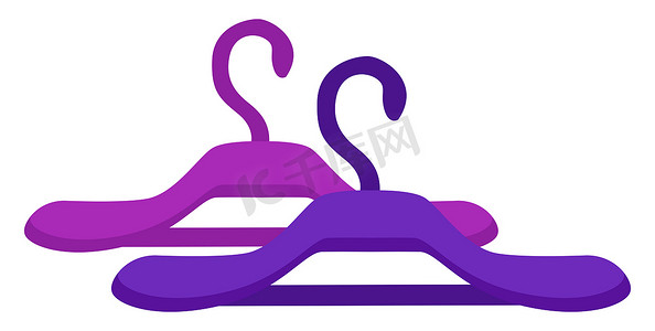 紫色衣架，插图，白色背景上的矢量