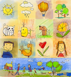 语云摄影照片_儿童绘画风格。