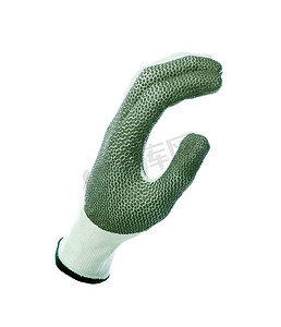 孤立在白色背景上的绿色工作手套