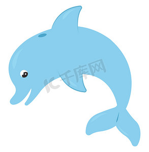 蓝海豚，插图，白色背景上的矢量