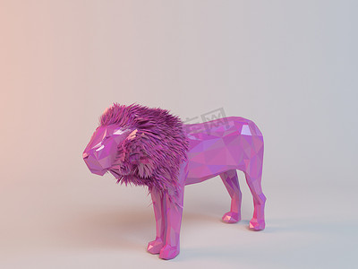 3D粉色低聚（狮子）