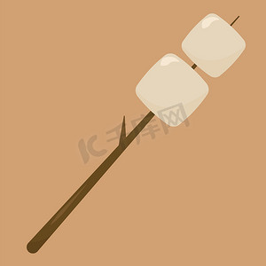 棉花糖棒，插图，白色背景上的矢量